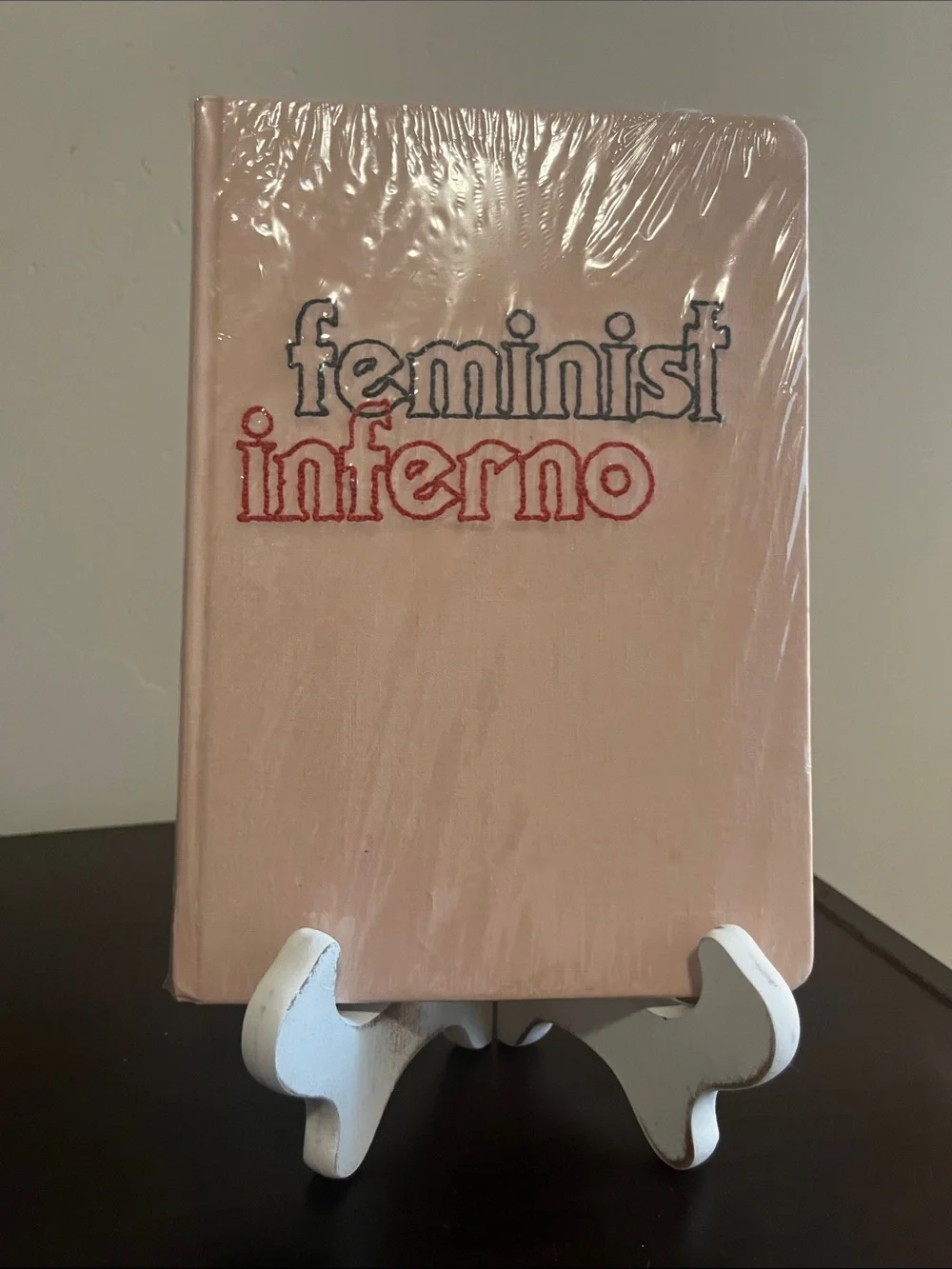 Feminist Inferno Embroidered Cotton  Pink Notebook/Jourmal 140 lined pages